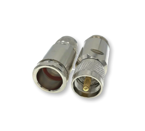 ВЧ разьём UHF(female) SO239 прижимной на кабель 10D-FB