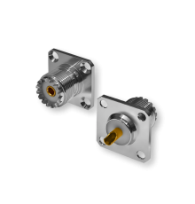 ВЧ разьём UHF(female) SO239 фланцевый, для установки на корпус на 4 винта