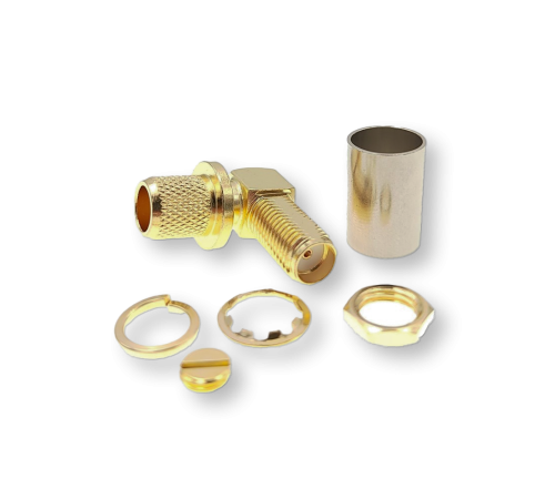 ВЧ разьём SMA(female) угловой обжимной на кабель 5D-FB