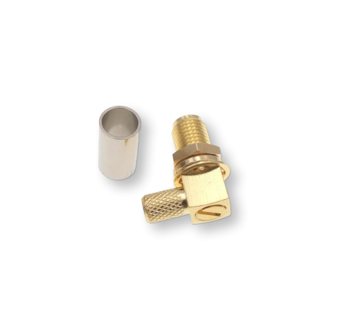 ВЧ разьём SMA(female) угловой обжимной на кабель RG-58