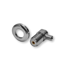 ВЧ разьём UHF(female) SO239 приборно-кабельный с гайкой, обжимной, угловой на кабель RG-58