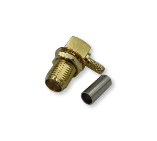 ВЧ разьём SMA(female) угловой обжимной на кабель RG-316