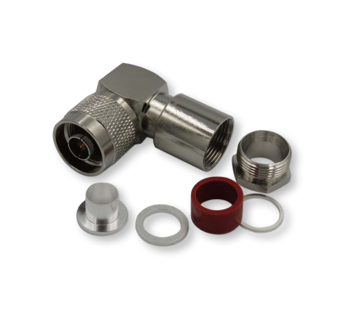 ВЧ разьём N(male) угловой прижимной на кабель 8D-FB