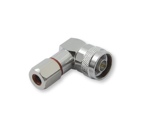 ВЧ разьём N(male) угловой прижимной цанговый на кабель 5D-FB, AntennaLab