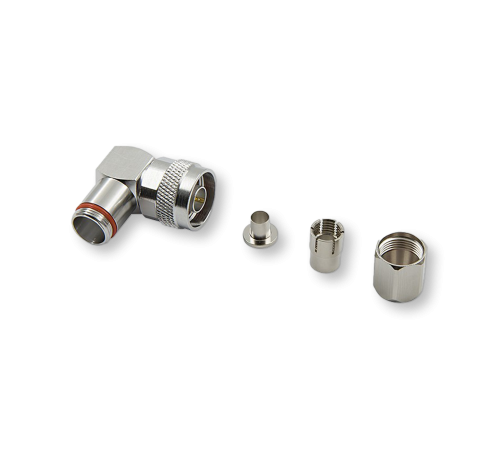 ВЧ разьём N(male) угловой прижимной цанговый на кабель 5D-FB, AntennaLab