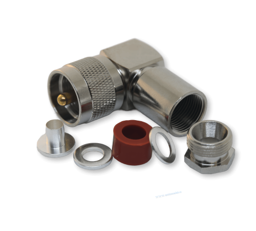 ВЧ разъём UHF(male) PL259 угловой прижимной на кабель 5D-FB