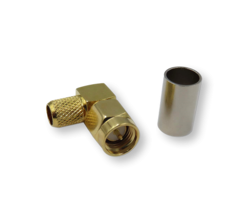 ВЧ разьём SMA(male) угловой обжимной на кабель RG-58