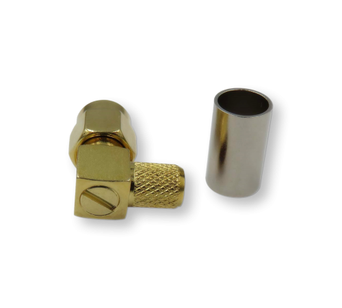 ВЧ разьём SMA(male) угловой обжимной на кабель RG-58