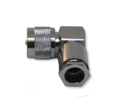 ВЧ разъём UHF(male) PL259 угловой прижимной на кабель RG-213