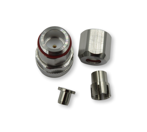 ВЧ разъем N (male) прижимной цанговый AL-NM-5D для кабеля 5D-FB, AntennaLab — быстрый монтаж без пайки