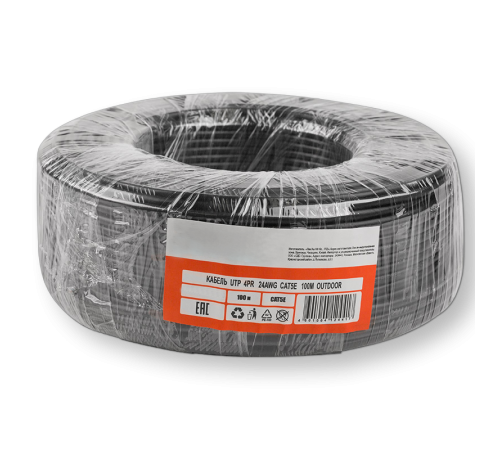 Кабель витая пара UTP, 4PR 5e, оболочка PE (для улицы), черный, 25м