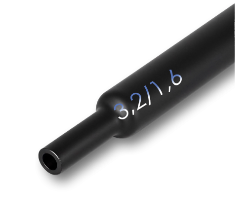 Трубка термоусадочная клеевая 3,2/1,6мм черная (2:1), 1 метр