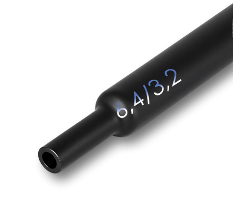 Трубка термоусадочная клеевая 6,4/3,2мм черная (2:1), 1 метр