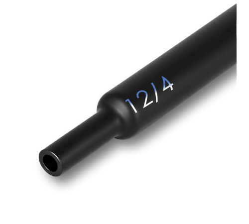 Трубка термоусадочная клеевая 12/4мм черная (3:1), 1 метр