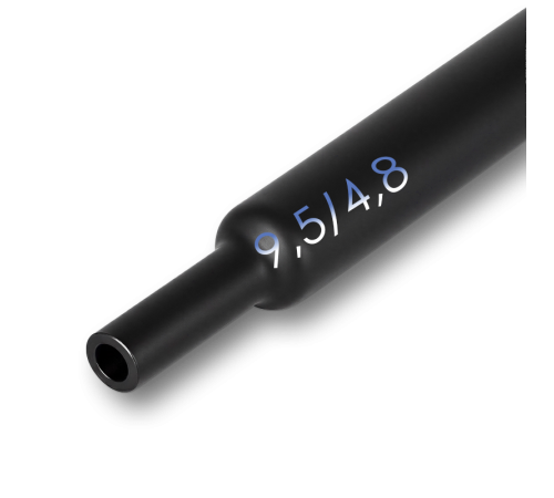 Трубка термоусадочная клеевая 9,5/4,8мм черная (2:1), 1 метр