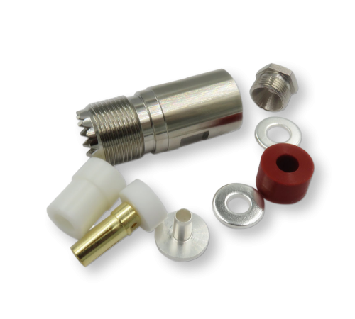 ВЧ разьём UHF(female) SO239 прижимной на кабель RG-58