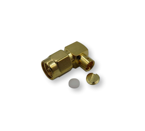 ВЧ разъём SMA(male) угловой под пайку на кабель RG-402