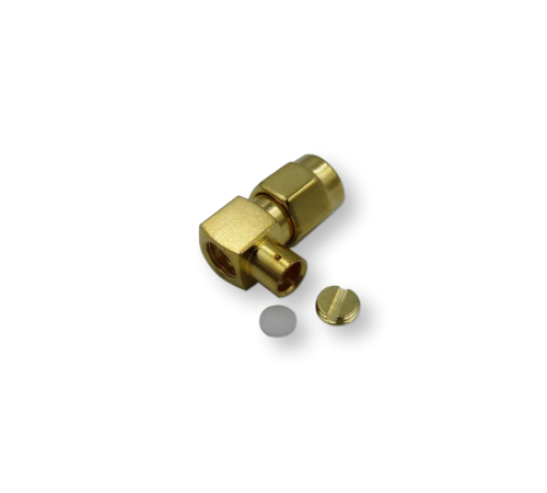 ВЧ разъём SMA(male) угловой под пайку на кабель RG-402